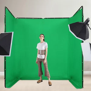 13,12 * 7,87 Fuß Fotografie Hintergrund Ständer Kit mit grünem Tuch für Fotostudio - Bild 1 von 20