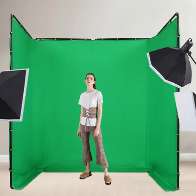 13.12*7.87ft Photography Backdrop Stand Kit with Green Cloth For Photo Studio - Image 1 of 4
