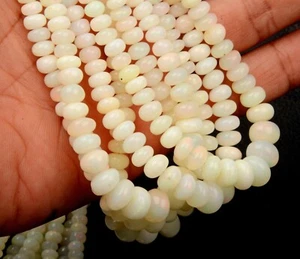 Natural Fire Ethiopian Opal Smooth Rondelle 16 Inch Strand 5-9 MM Gemstone Beads - Picture 1 of 5