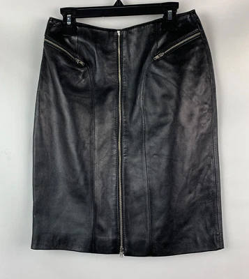 Юбка-карандаш Nicola Berti черная кожаная на молнии спереди дизайн карманы с подкладкой размер 4 - Изображение 1 из 4