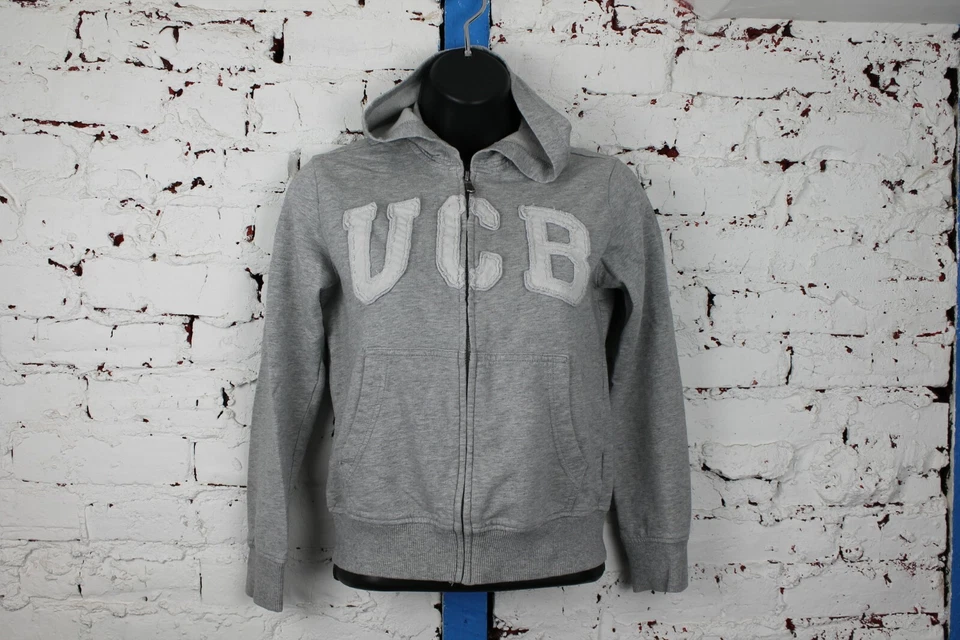 United Colors Of Benetton Girls Hoodie Full Zip UCB Logo Grey Sz L 8-9 Years  - Image 1 of 4