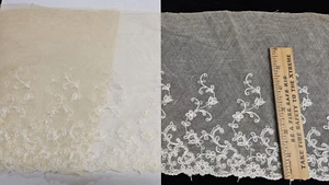 Rete da ricamo inglese vintage/antica, beige, cimelio, cotone, 31/2 iarde - Foto 1 di 2