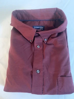 ST. JOHN'S BAY Buttonfront L/S Solid Color Burgundy Dress Shirt Size 3XL Tall - Image 1 of 2