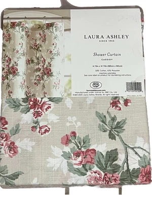 Laura Ashley Cassidy Rosa Floral Mezcla de Algodón Tela Cortina de Ducha 72"x 72" Nuevo Foto 1 de 4