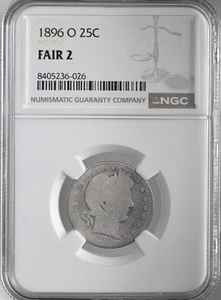 1896-O  25C BARBER SILVER QUARTER  NGC FAIR 2  #8405236-026 - LOW BALL - Picture 1 of 4