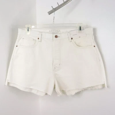 Novo Mini Shorts Jeans Arizona Feminino Juniors 17 Branco Cintura Alta Corte - Imagem 1 de 4
