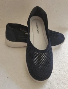 Breathable Slip On Comfortview Women's Wide Width Comfort Shoes Navy Blue 8WW - Picture 1 of 5