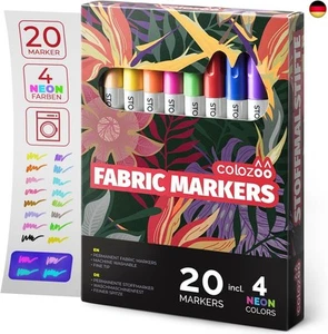 colozoo Stoffmalstifte 20er-set: 4 Uv Neon Und 16 Textilstifte - Bild 1 von 8