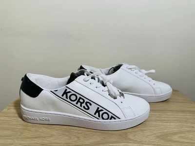 Michael Kors MK signature print lace up sneaker shoes white black NWOB size 10 - Image 1 of 4