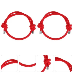 Pulsera de cuerda roja trenzada 2 piezas cuerda para amantes - Imagen 1 de 12