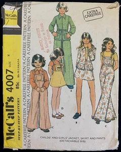 PC Gr. 4 B 23 Mädchen weites Bein Overall Hose Jacke Rock McCalls 4007 Muster Latz - Bild 1 von 2
