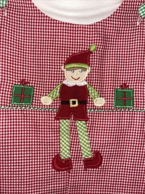Macacão Petit Ami Holiday Christmas Red Gingham Elf 3m novo - Imagem 1 de 4