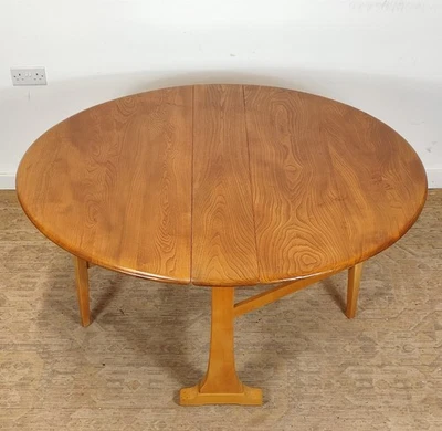 Vintage Ercol Dining Table Mid Century Drop leaf Gateleg Elm And Beech Del Avai - Image 1 of 4