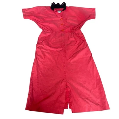 Camisa de vestir roja vintage años 80 cuello negro mujer talla 5/6 hombreras de negocios Foto 1 de 4