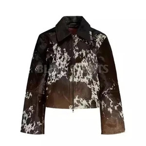 Hair-On Leather Jacket Real Pony skin Western Style Genuine Cowboy Streetwear - Picture 1 of 3