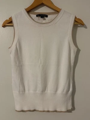 Brooks Brothers Suéter Chaleco Para Mujer Blanco Supima Algodón Preppy Academia Acogedor S Foto 1 de 4