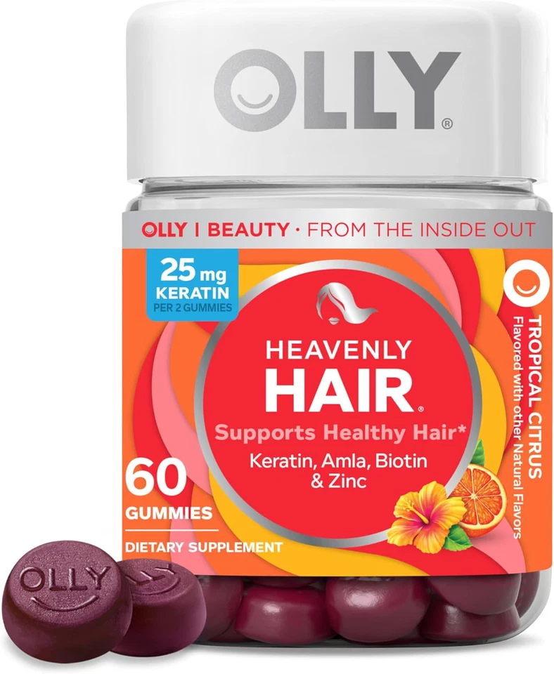 《NEW》2 Bottles OLLY Heavenly Hair Vitamins Growth Keratin Biotin TROPICAL CITRUS