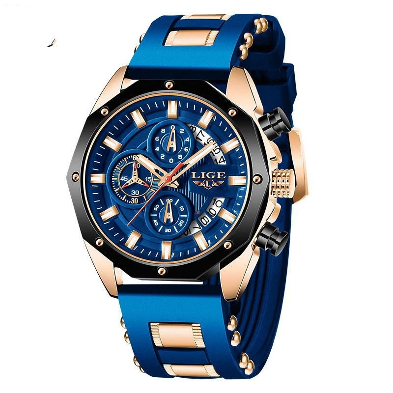 Kalvoro Men's Luxury Sport Watch – Silicone Band, Chronograph, Waterproof Quartz Foto 1 de 1