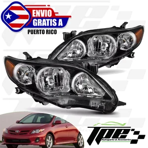 HEADLIGHTS BLACK HOUSING HEADLAMPS SET LEFT RIGHT FOR 2011 2013 TOYOTA COROLLA - Picture 1 of 10