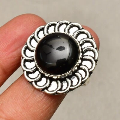 Anello gioiello in argento sterling 925 con pietra preziosa onice nera misura... - Immagine 1 di 4