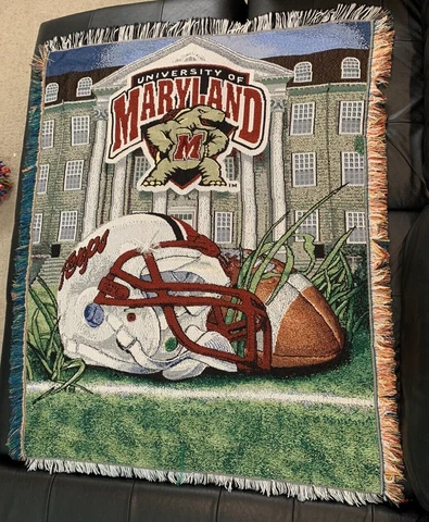 University Of Maryland Terps Terrapins Woven Throw, Blanket About 56"x44" Cover
