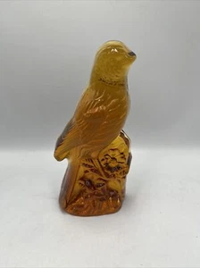 Vintage Viking Art Glass Amber Hand Made Bird Figurine Paperweight - 7”T 3.5”W - Picture 1 of 5