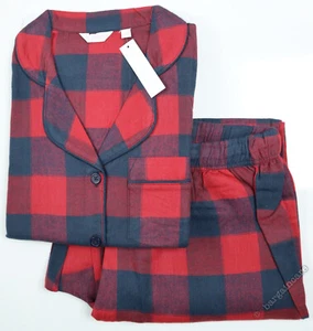 J D Williams Ladies Womens Pyjamas Set Top Botttoms 100% Brushed Cotton Red/Navy - Picture 1 of 15