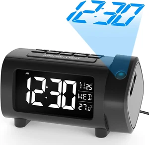 Projection Alarm Clock Bedside with FM Radio with Projector Large VA Display - Picture 1 of 1