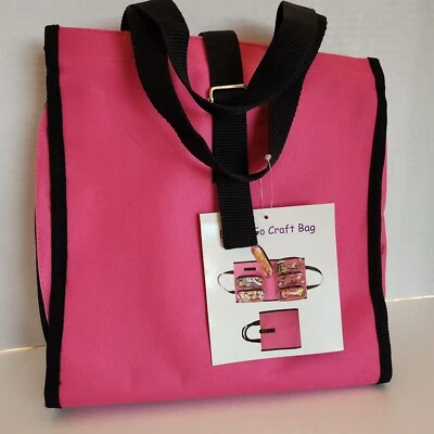 Сумка для рукоделия Fold & Go розовая с черной отделкой и шесть 6 съемных прозрачных сумок на молнии - Изображение 1 из 4