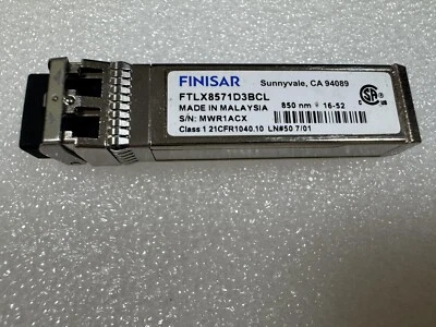 Finisar SFP+SR/SW 10Gb/s 850nm Multimode SFP+ Transceiver FTLX8571D3BCL - Image 1 of 4