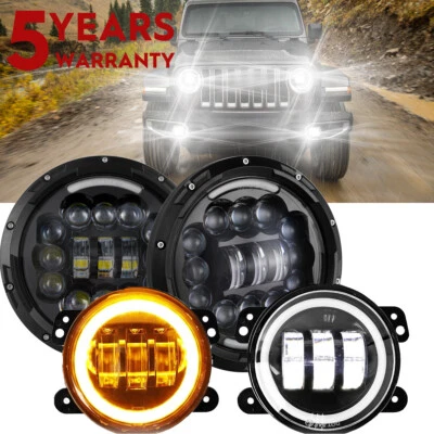 Kit combinado de faros LED 7" + luces antiniebla de 4" para Jeep Liberty 2002-2007 Foto 1 de 4