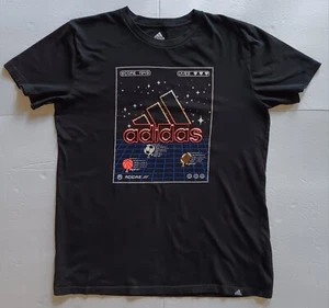 Adidas Size Youth XL Black Cotton Boys T-Shirt 80s VIDEO GAME GRAPHICS THEME - Picture 1 of 10
