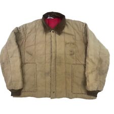 Vtg Key Imperial Distressed Canvas Jacket Mens 2XL USA Brown Insulated Coat 