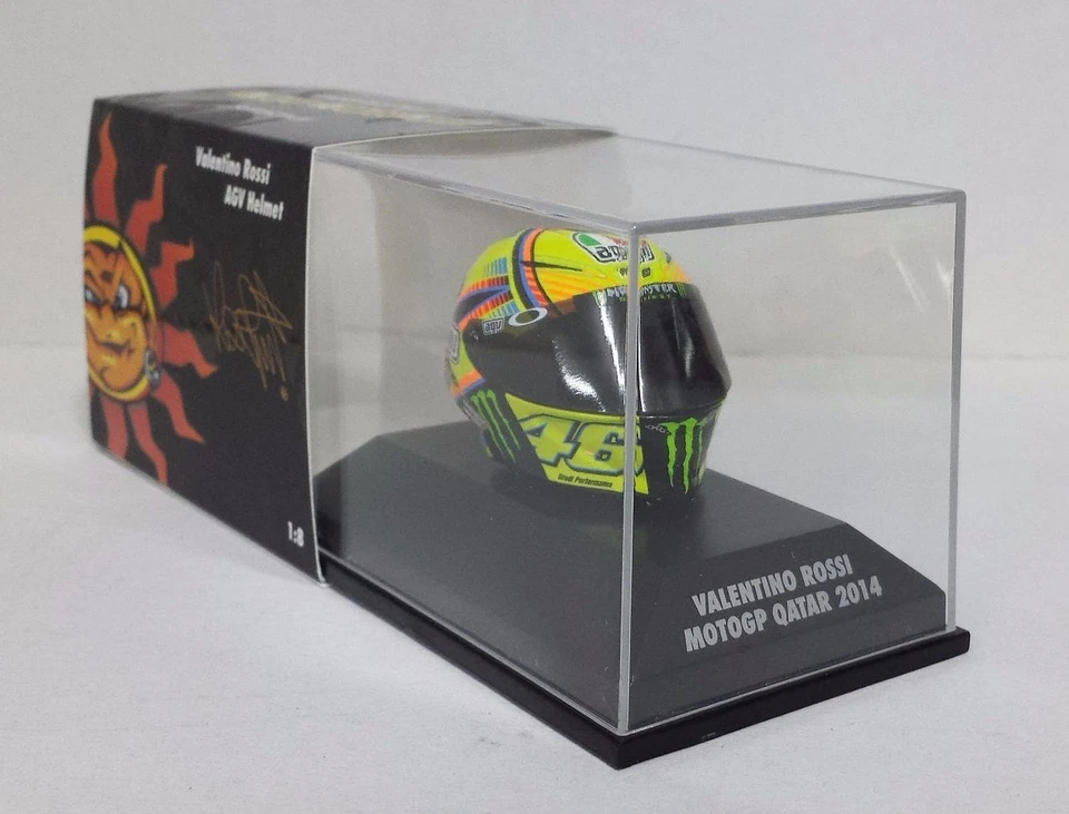 MINICHAMPS 1:8 MODELLINO CASCO VALENTINO ROSSI VR46 MOTOGP QATAR 2014 MODELLISMO - Immagine 1 di 2