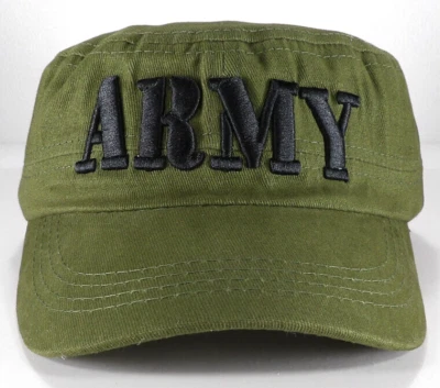 US Army Flat Top Patrol Cadet Cap Military Hat Olive Drab OD Green Adjustable - Image 1 of 4