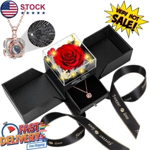 Mother's Day Gift Rose Necklace 100 Language I Love You Jewelry Rose Box 2025 - Picture 1 of 10