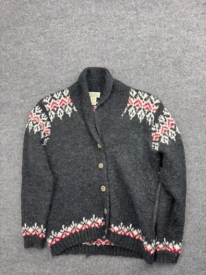 Cárdigan suéter de mezcla de lana St. John's Bay de colección para mujer M gris blanco rojo botón Foto 1 de 4