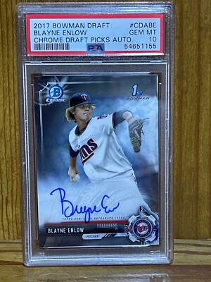 2017  Bowman Draft Chrome #CDA-BE Blayne Enlow Minnesota Twins  Auto PSA 10 GEM - Image 1 of 2