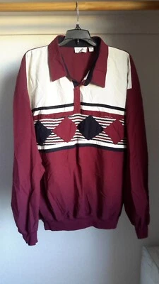 Vintage 90’s Alexxus Exclusive 2XL Long Sleeve Polo Banded Waist Patchwork EUC - Image 1 of 4