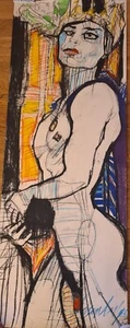 Large Lucinda Lyons - 0riginal  Nude - signed,  Approx160 Cm X56 Cm - Picture 1 of 4
