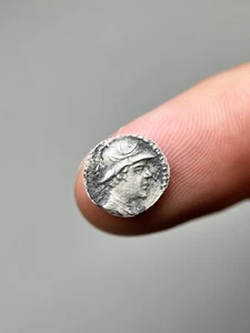 Greco-Baktrian Kingdom: Eukratides I Megas 170-145 B.C.E AR Obol - Picture 1 of 2