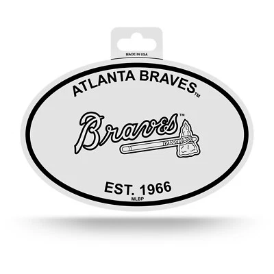 Atlanta Braves Oval Decal Sticker 3x5 Inches NEW Free Ship Black & White - Image 1 of 2