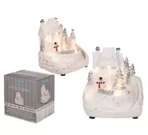 Winterhaus Weihnachtsszene mit Musik - Schneemannbaum Beleuchtung Weihnachtsdekoration - Bild 1 von 4