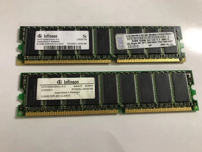 INFINEON 1GB 2x512MB PC-3200E DDR-400 ECC MEMORY - Image 1 of 2