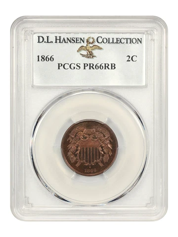 1866 2c PCGS Proof 66 RB ex: D.L. Hansen Cover