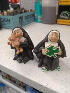 Sister Folk Nun Figurine, Lot Of Two, Pre-Owned - Picture 1 of 9