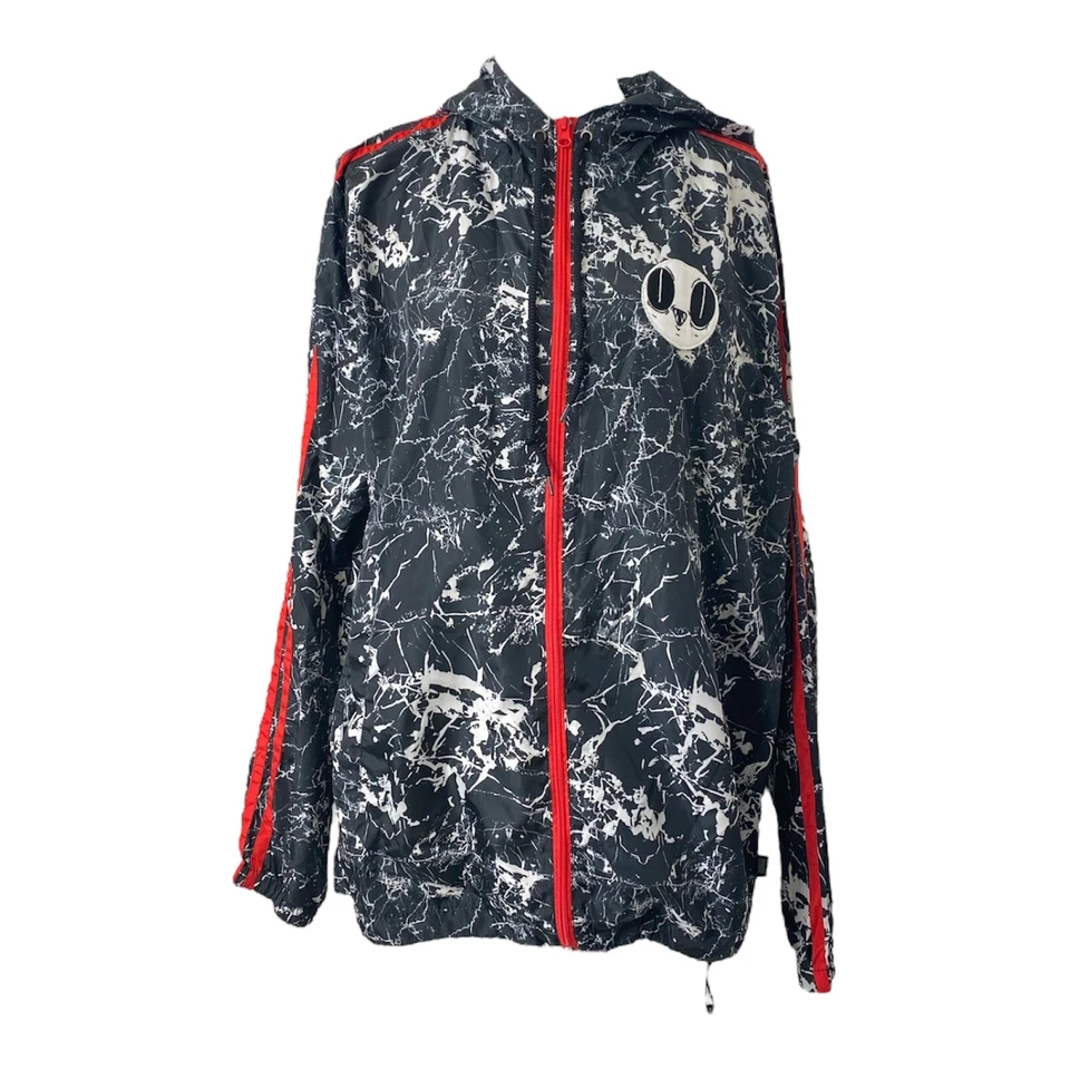 Jaqueta corta-vento masculina XL linda gigante preta branca e vermelha manga longa - Imagem 1 de 4