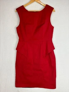 Stella Womens Pencil Dress Crew Neck Sleeveless Size 12 Red Stretch Shoulder Pad - Picture 1 of 13