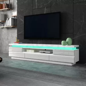 TV Cabinet Stand Entertainment Unit LED Gloss TV Console Table 5 Drawers White - Picture 1 of 9