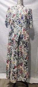 Vtg Geiger Collection 2 Piece Skirt Set Floral Print Sz 40 spring Shirt Dress  - Picture 1 of 17